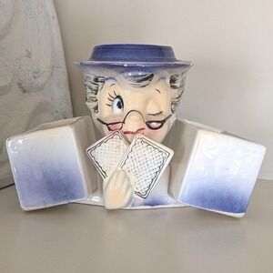 Holt Howard 1959 Winking Granny Playing Card Dice Holder Ceramic Japan Vintage
